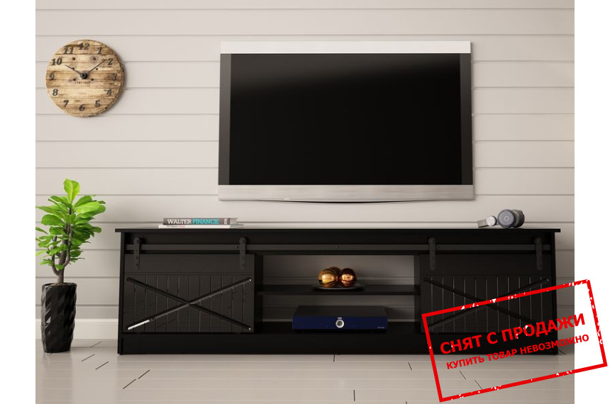 Тумба под ТВ Cama Granero RTV 2-дверная Черный матовый/черный глянец