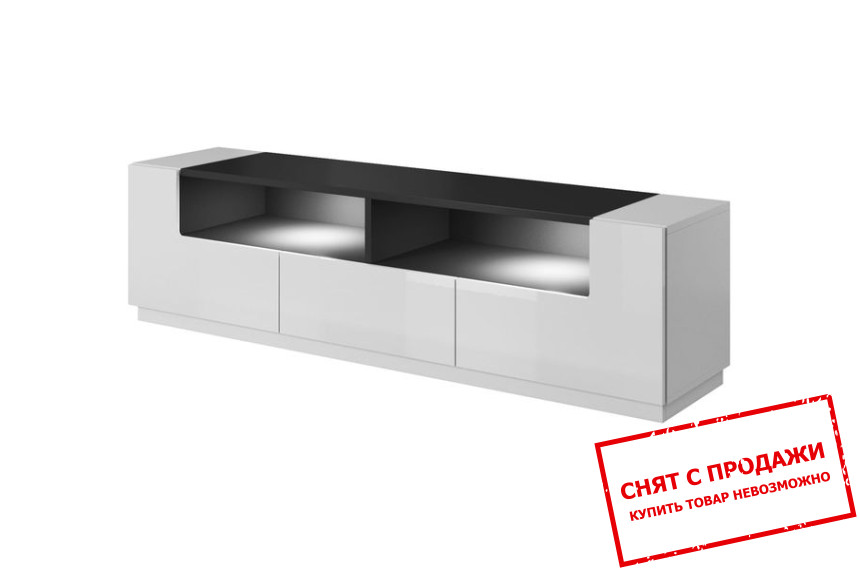 Тумба под ТВ Cama Las Vegas RTV 2-дверная с 1 ящиком Белый/белый глянец/черный