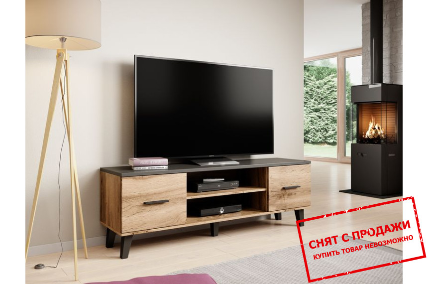 Тумба под ТВ Cama Lotta RTV160 2D2K 2-дверная Дуб вотан/черный
