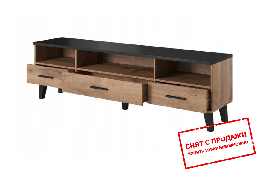 Тумба под ТВ Cama Lotta RTV180 3S3K с 3 ящиками Дуб вотан/черный