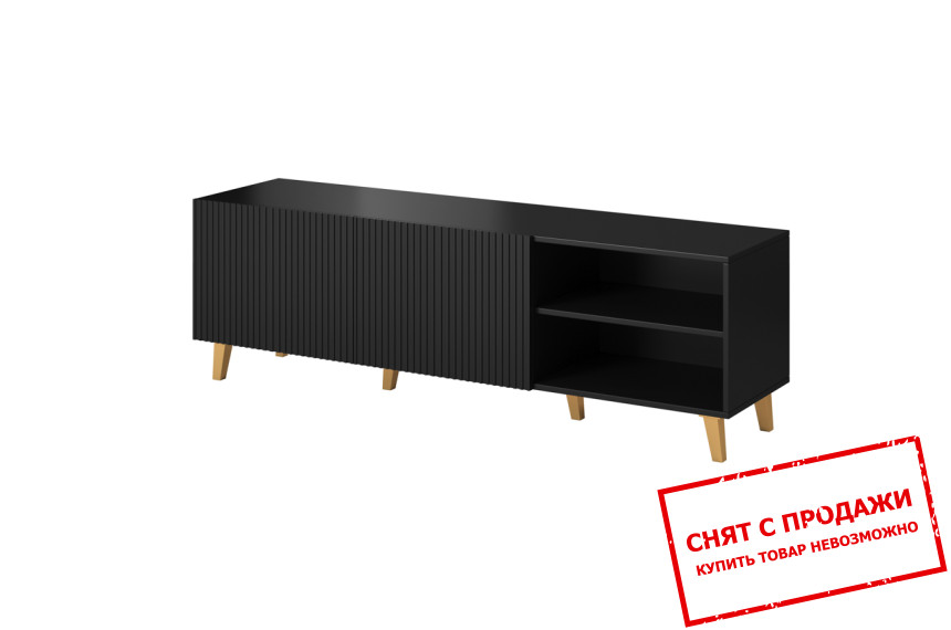 Тумба под ТВ Cama Pafos RTV150 2D2K 2-дверная Черный мат