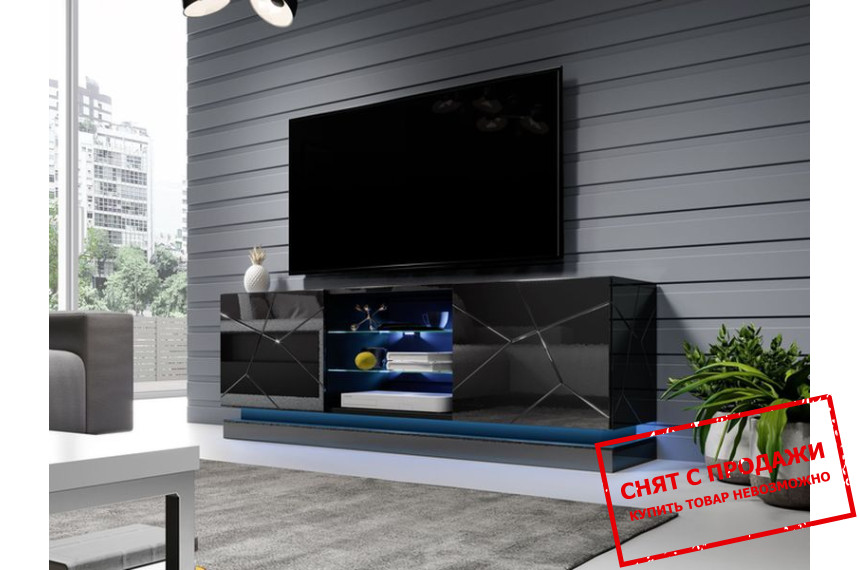 Тумба под ТВ Cama Qiu RTV160 2-дверная Черный глянец
