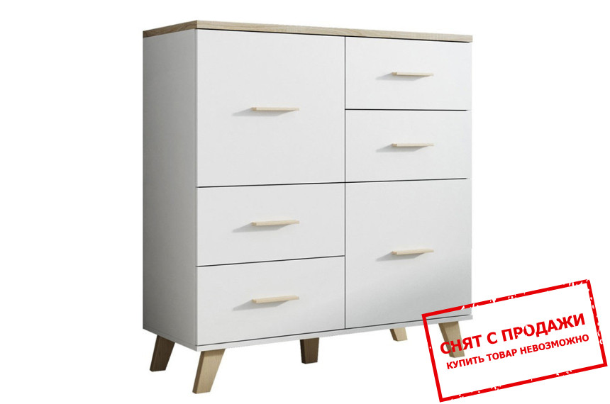 Комод Cama Lotta 110 2D4S 2-дверный с 4 ящиками Белый/дуб сонома