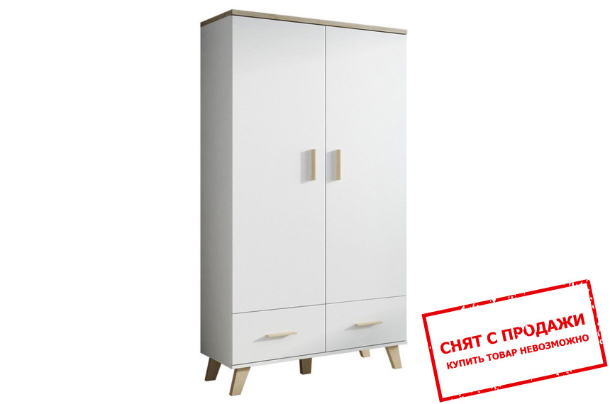 Шкаф платяной Cama Lotta 120 2D2S 2-дверный Белый/дуб сонома