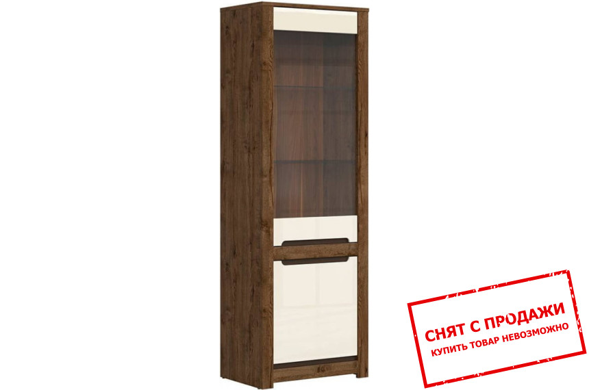 Витрина Ruso REG1W1D BRW 2-дверная Дуб април/перламутр глянец