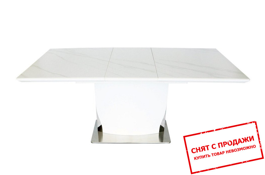 Стол раскладной Detroit Ceramic Intarsio 140x80/180 Белый эффект мрамора/белый глянец