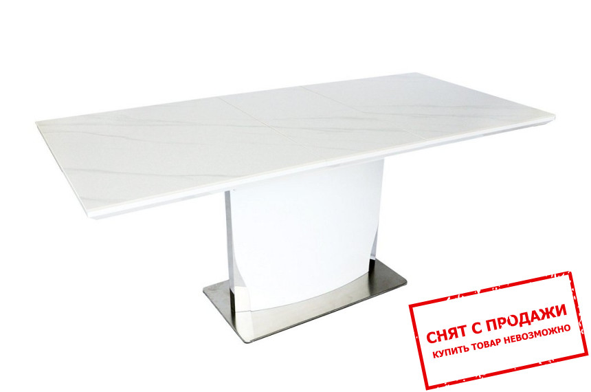 Стол раскладной Detroit Ceramic Intarsio 160x80/200 Белый эффект мрамора/белый глянец