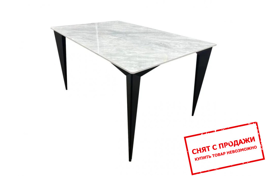 Стол обеденный Norman Ceramic Intarsio 140x90 Muie White глянец/черный каркас
