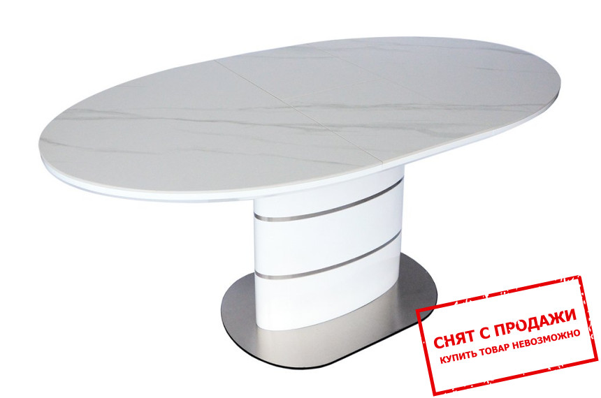 Стол раскладной Sanremo Ceramic Intarsio 140x80/180 Белый эффект мрамора/белый глянец
