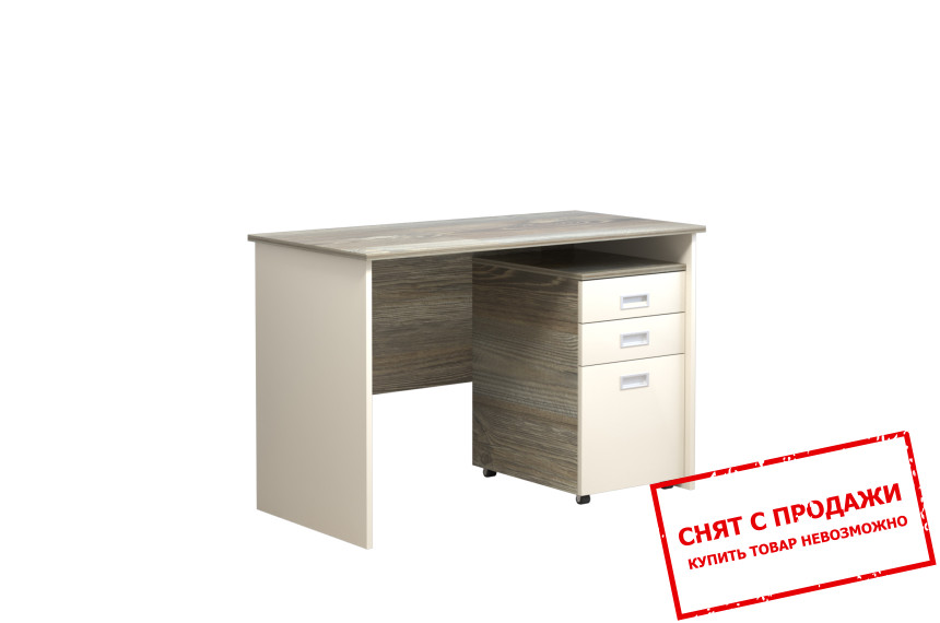 Стол компьютерный Soft Intarsio 1-дверный с 2 ящиками Дракар/миндаль