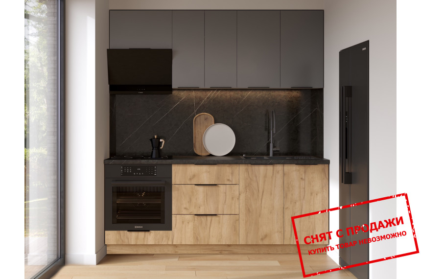 Кухня Лео / Leo 200 со столешницей MiroMark Белый/дуб крафт