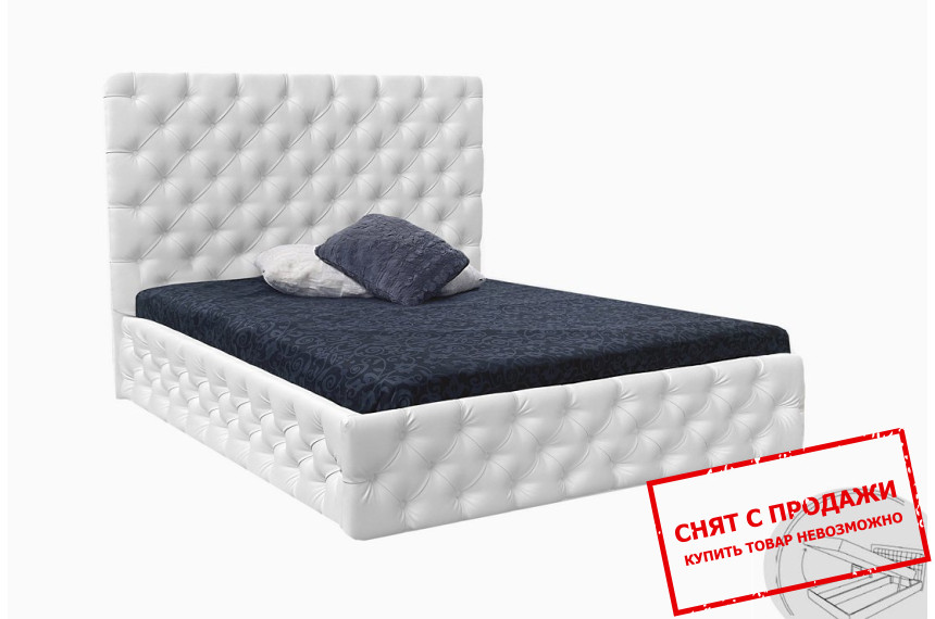 Кровать с мягким изголовьем (с подъемным механизмом) Дианора / Dianora 160 MiroMark двухспальная Белый экокожа мат