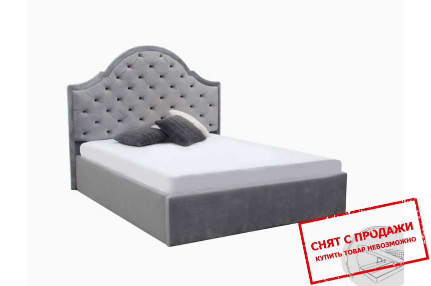 Кровать с мягким изголовьем (с подъемным механизмом) Милана / Milana 160 MiroMark двухспальная Светло-серый велюр
