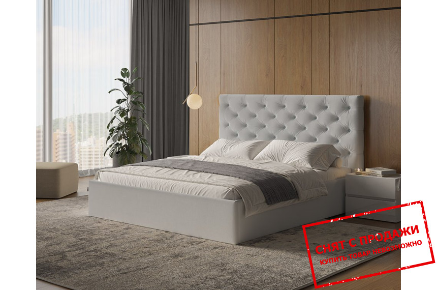 Кровать с мягким изголовьем (с подъемным механизмом) Ривьера / Rivera 160 MiroMark двухспальная Светло-серый велюр