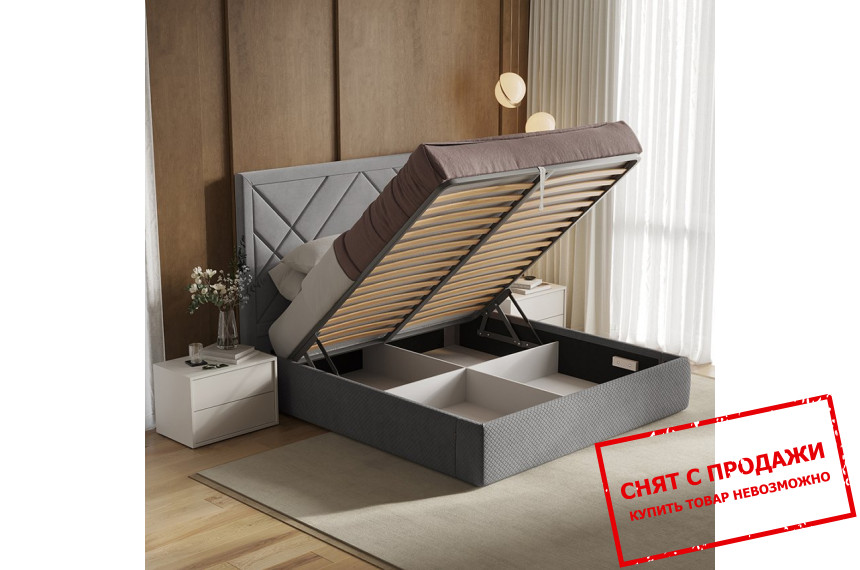 Кровать с мягким изголовьем (с подъемным механизмом) Вива / Viva 180 MiroMark двухспальная Серый велюр