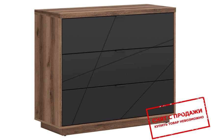 Комод Forn KOM3S BRW с 3 ящиками Дуб делано/черный мат