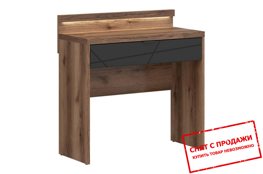 Стол туалетный Forn TOL1S+OSW BRW с 1 ящиком с LED Дуб делано/черный мат