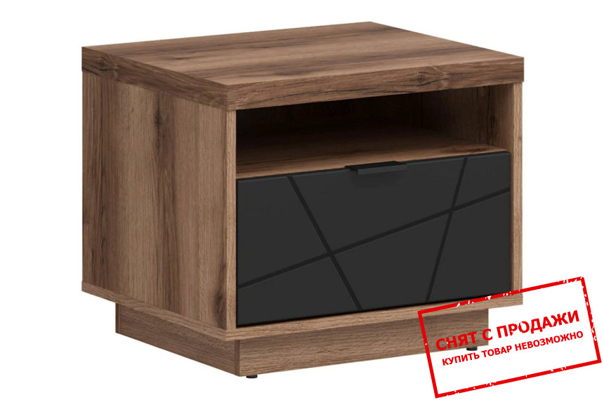 Тумба прикроватная Forn KOM1S BRW с 1 ящиком Дуб делано/черный мат