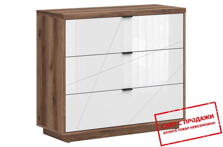 Комод Forn KOM3S BRW с 3 ящиками Дуб делано/белый глянец