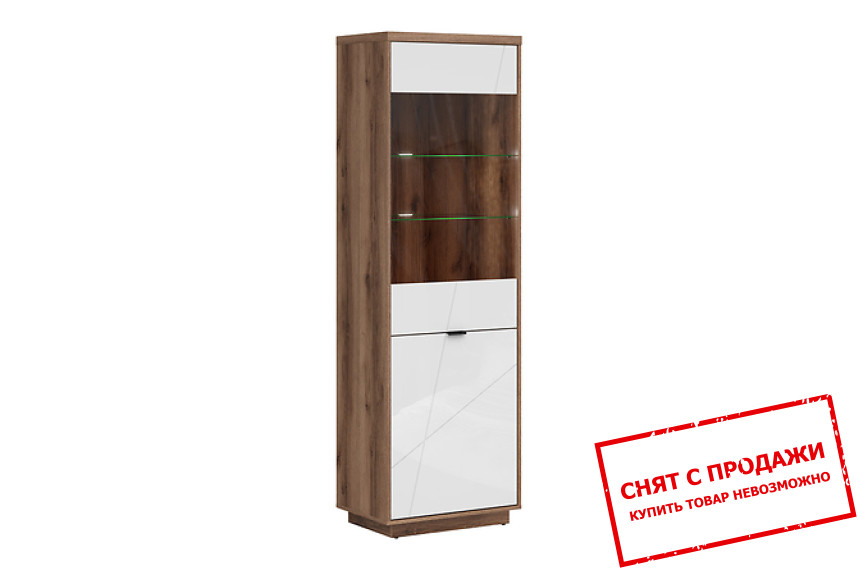 Витрина Forn REG1D1W BRW 2-дверная Дуб делано/белый глянец