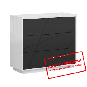 Комод Forn KOM3S BRW с 3 ящиками Белый глянец/черн...