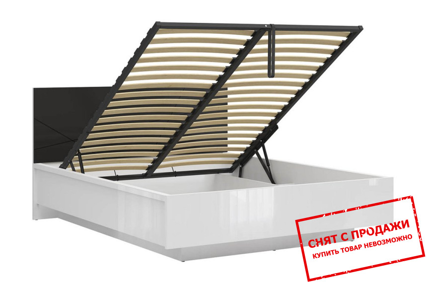 Кровать (с подъемным механизмом) LOZ/160/B Forn BRW Белый глянец/черный мат