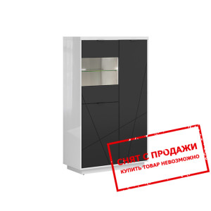 Витрина Forn REG2D1W BRW 3-дверная Белый глянец/че...