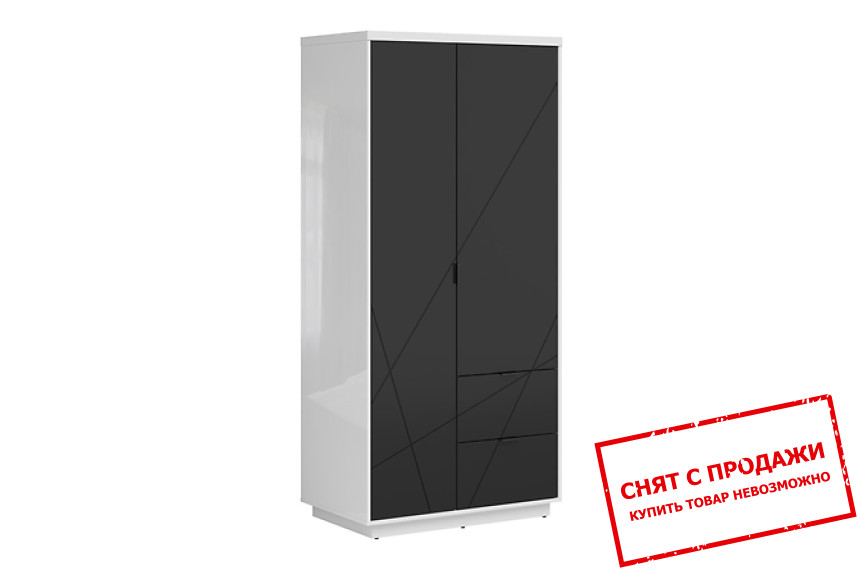 Шкаф комбинированный Forn SZF2D2S BRW 2-дверный Белый глянец/черный мат