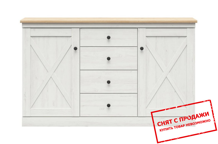 Комод Frija KOM2D4S BRW 2-дверный с 4 ящиками Сосна андерсен белый/дуб артизан