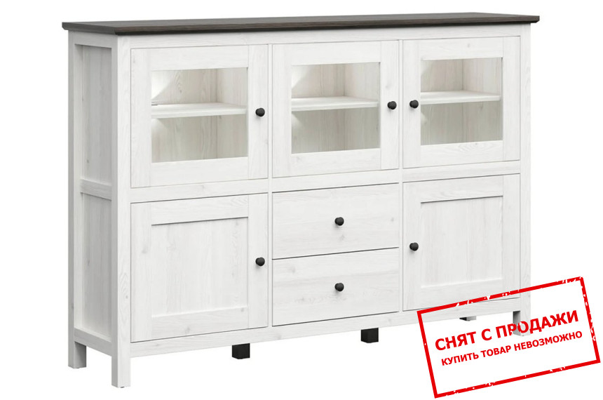 Комод Hesen KOM3W2D2S/13/19 BRW 5-дверный с 2 ящиками с LED Лиственница сибиу светлая/сосна ларико