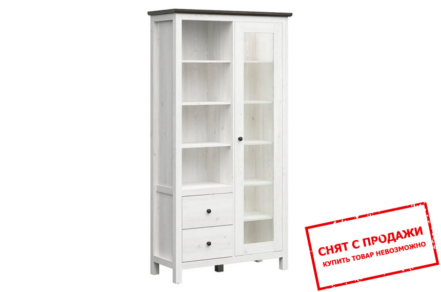 Витрина Hesen REG1W2S/20/11 BRW 1-дверная с 2 ящиками с LED Лиственница сибиу светлая/сосна ларико