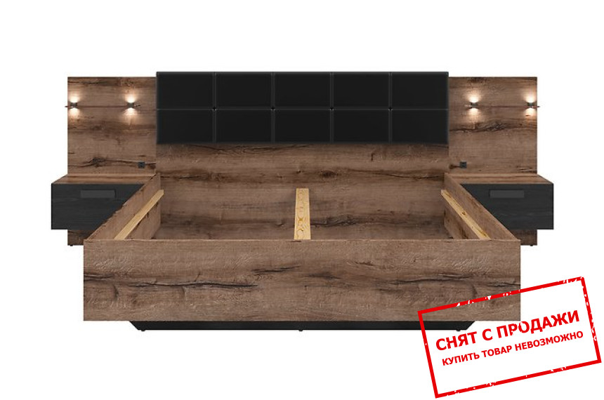 Кровать (каркас) Kassel LOZ/160/A BRW двухспальная Дуб монастери/дуб черный