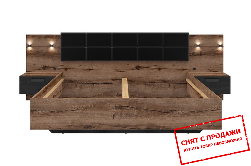 Кровать (каркас) Kassel LOZ/180/A BRW двухспальная Дуб монастери/дуб черный