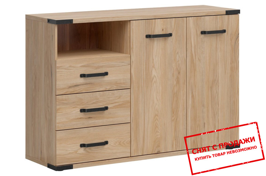 Комод Lara KOM2D3S BRW 2-дверный с 3 ящиками Ясень белорусский