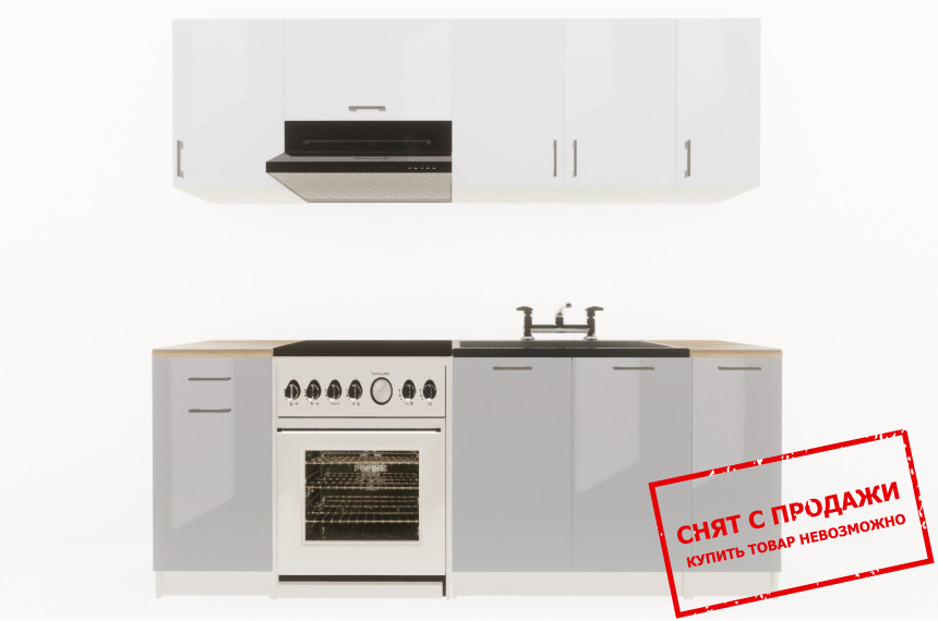 Кухня Layman EcoModel 210 Белый блеск/Серый блеск