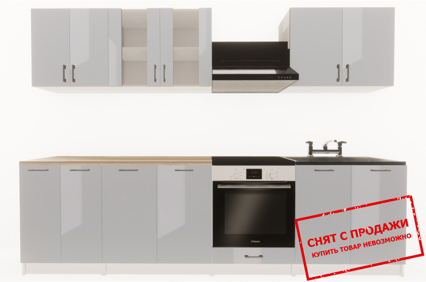 Кухня Layman EcoModel 280 Серый блеск/Серый блеск