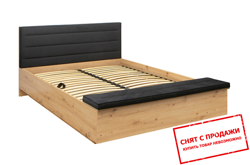 Кровать (с подъемным механизмом) Ostia LOZ/160/B BRW двухспальная Дуб артизан/дуб черный