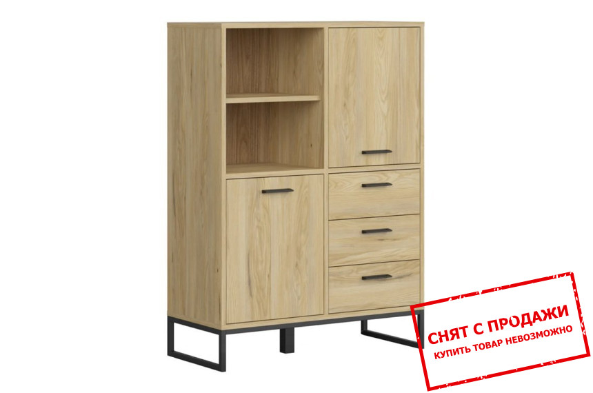 Стеллаж Ramla REG2D3S/U BRW 2-дверный с 3 ящиками Ясень белорусский