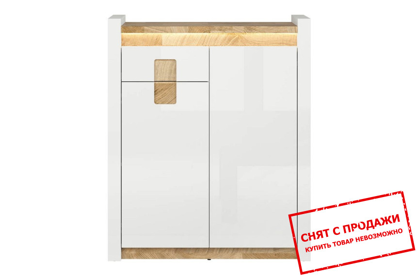 Комод Alameda KOM2D1S BRW 2-дверный с 1 ящиком Белый глянец/дуб вестминстер