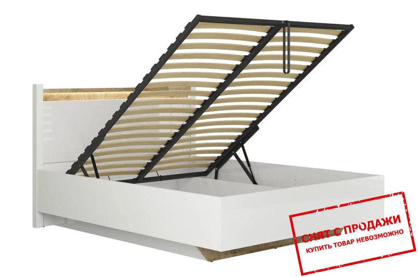 Кровать (с подъемным механизмом) LOZ/160/B Alameda BRW Белый глянец/дуб вестминстер