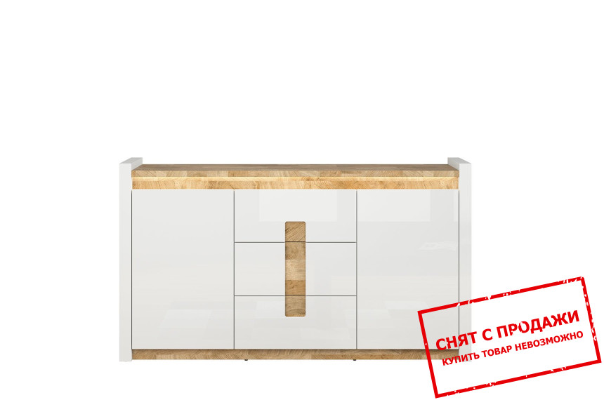 Комод Alameda KOM2D3S BRW 2-дверный с 3 ящиками Белый глянец/дуб вестминстер