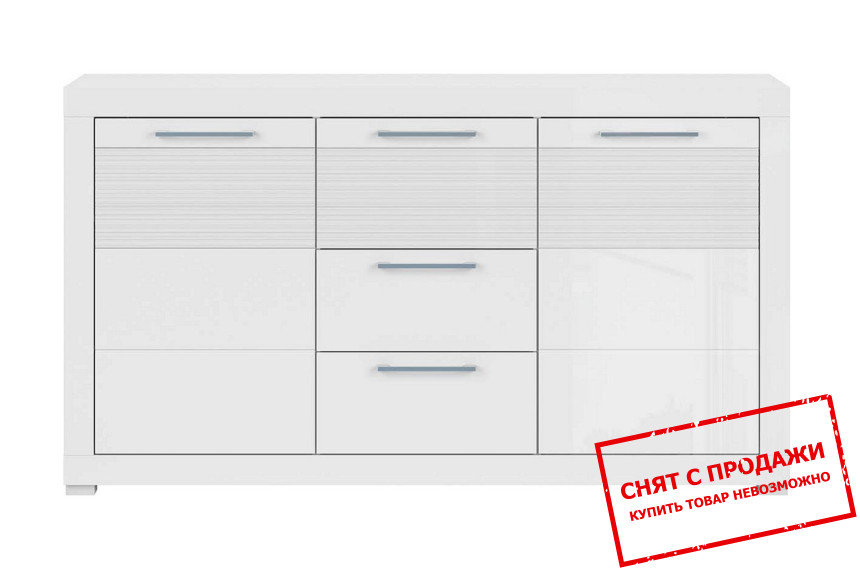 Комод Flames KOM2D3S BRW 2-дверный с 3 ящиками Белый/белый глянец