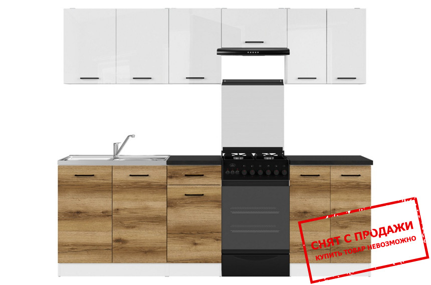 Кухня Junona Line 230 Белый глянец/Дуб делано светлый/Белый BRW