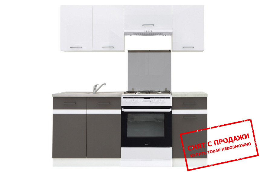 Кухня Junona Line 180 Серый вольфрам/Белый глянец/Белый альпийский BRW