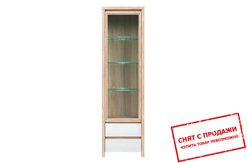 Витрина Каспиан Дуб сонома/белый глянец REG1W2S BRW