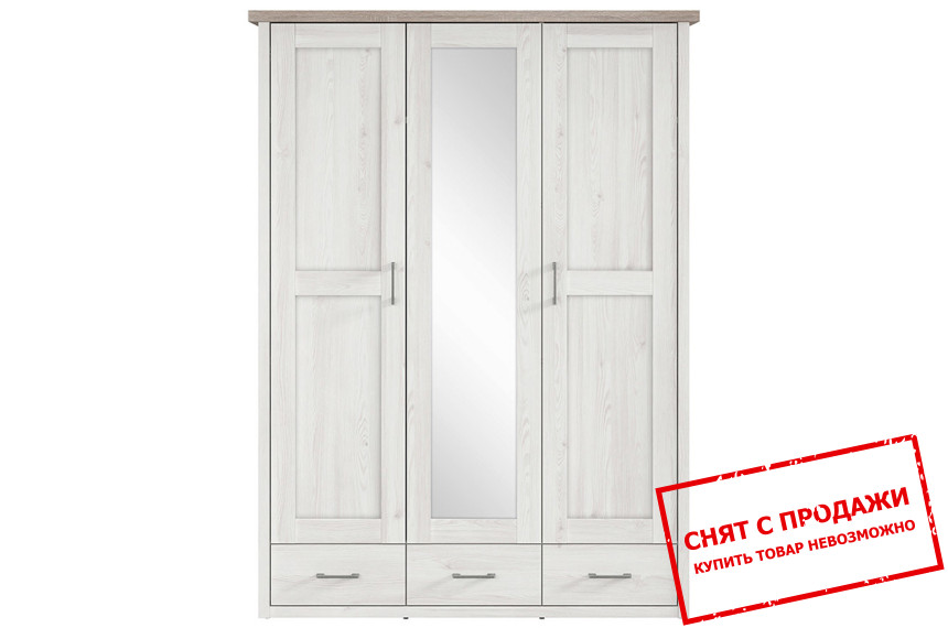 Шкаф платяной Luca Juzi SZF3D3S BRW 3-дверный с зеркалом Лиственница сибиу светлая/дуб сонома темный