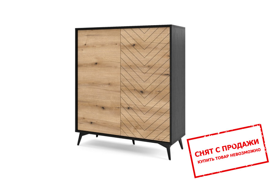 Комод высокий Adamant 2D/104 2-дверный Дуб эвок/черный