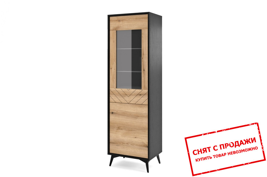 Витрина Adamant 2D1W/54 2-дверная Дуб эвок/черный