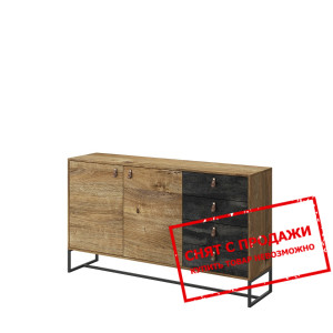 Комод Brown 2D4S/153 2-дверный с 4 ящиками Дуб риббек/черный камень