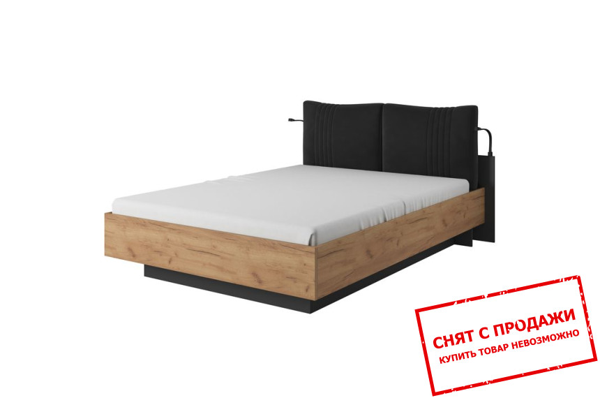 Кровать (каркас) Deco 160 двухспальная Дуб крафт золотой/антрацит